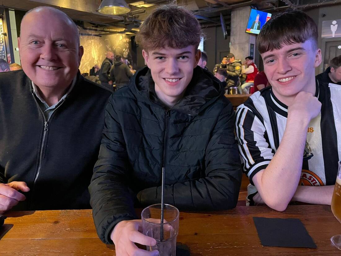 Seán in a Newcastle United jersey